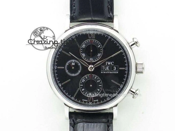 MIROTIME 0306 Supportive Portofino Automatic SS AF 1:1 Best Edition White Dial on Black Croco Leather Strap A 7184